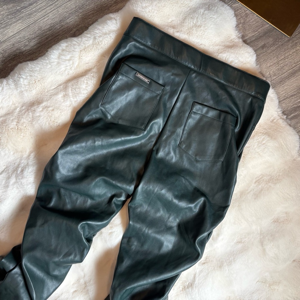 Maniere De Voir Caroline tacked leather flared trouser in green - UK 8 US 4 - Picture 5 of 6
